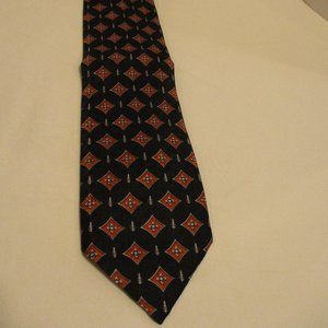 Richel Royal NEW Black Orange White Graphic Silk Business Casual Neck Tie